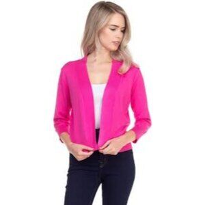 NWT Grace Karin Lightweight Pink Open Front Cardigan Sweater L Barbie Preppy